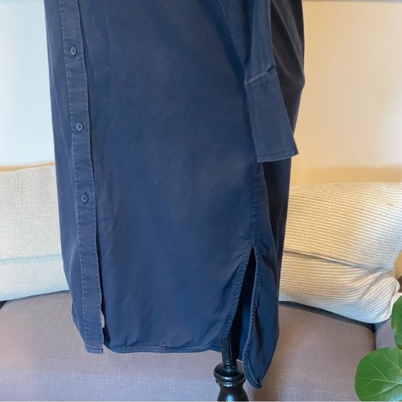 Everlane Navy Blue Long Sleeve 100% Cotton Button Up Shirt Dress Pockets Sz 0 - Picture 6 of 10